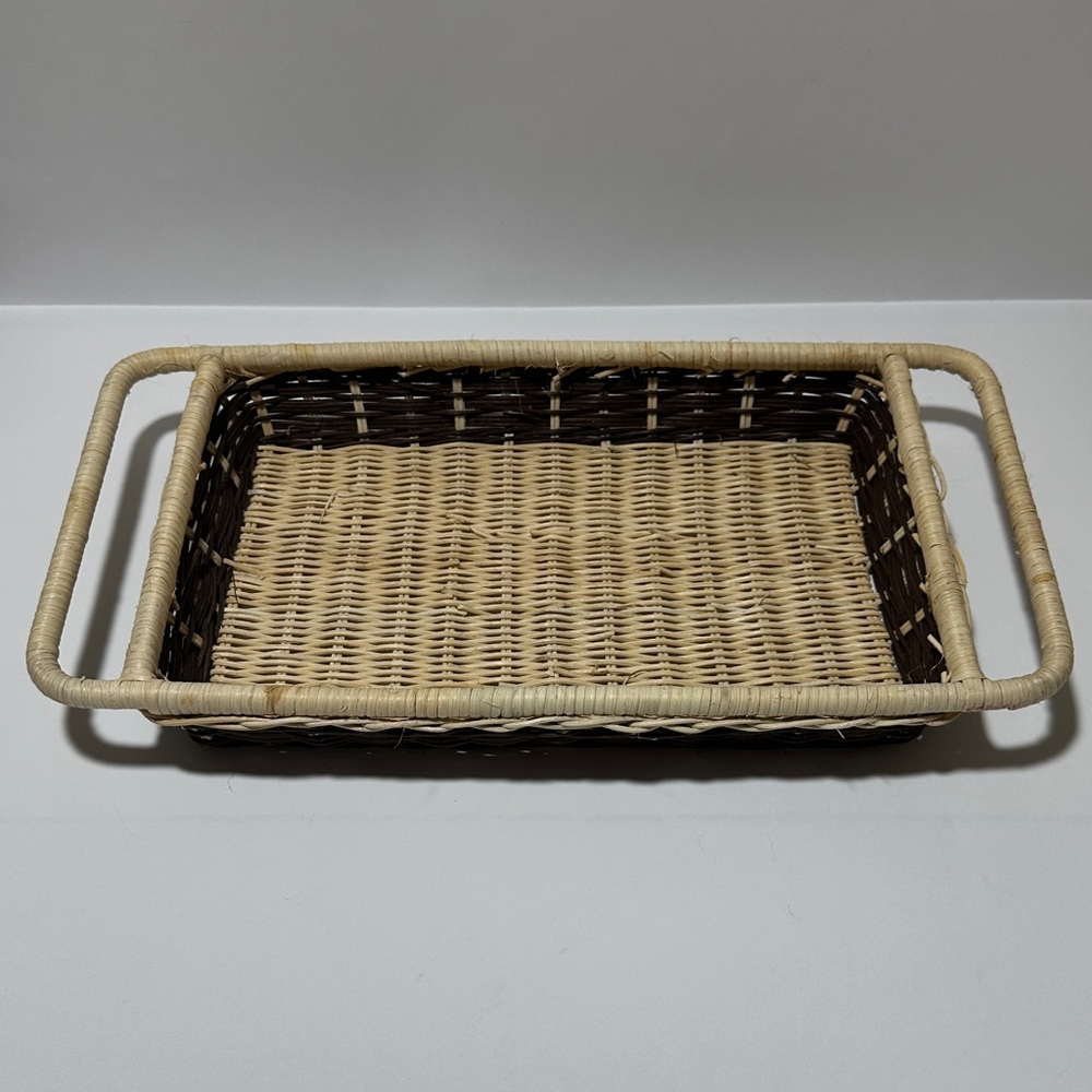 Vintage Pyrex Rectangular Amber Glass Baking Dish 232-N w/ Wicker Basket Carrier - Picture 9 of 13